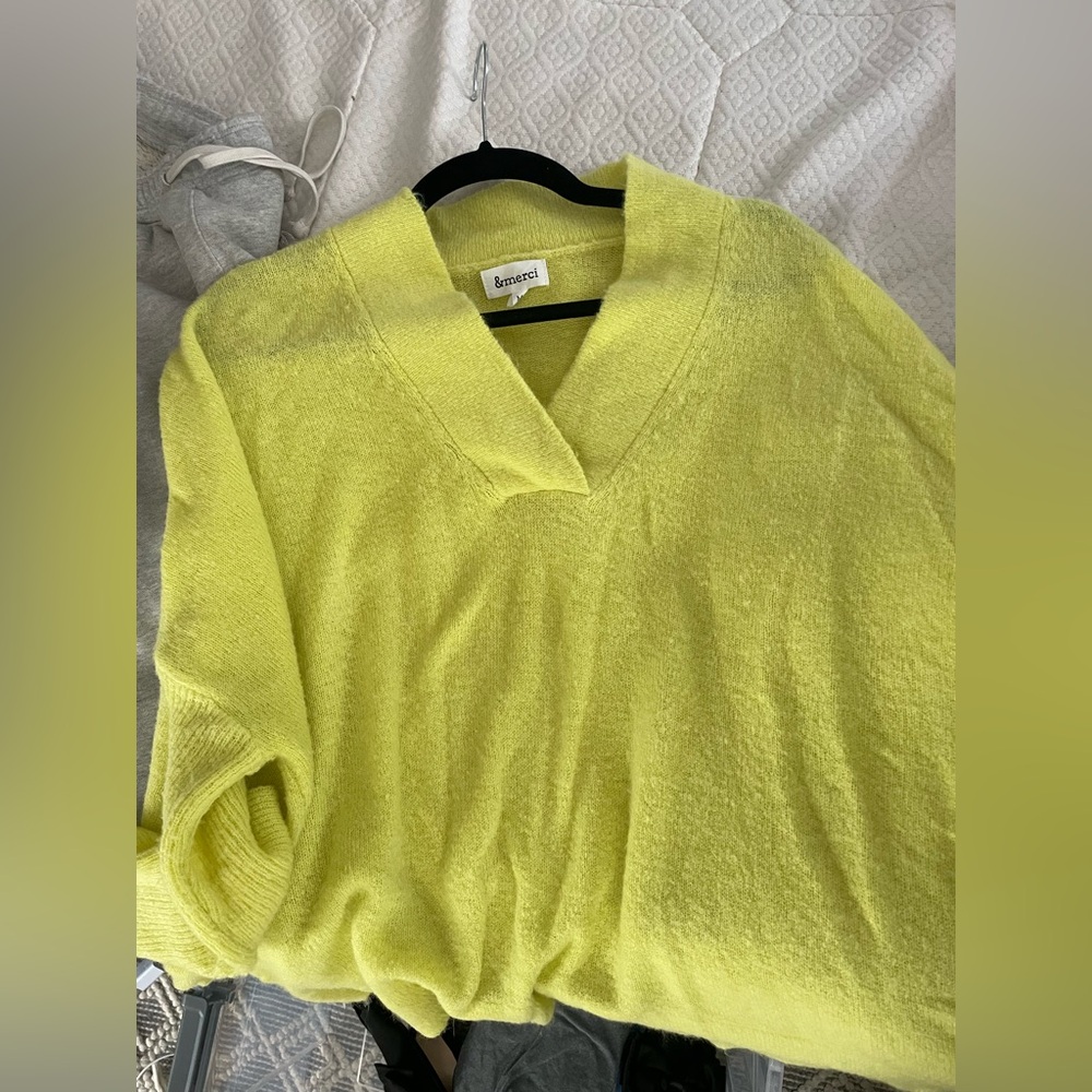 &Merci Women's V-Neck Sweater in Bright Yellow